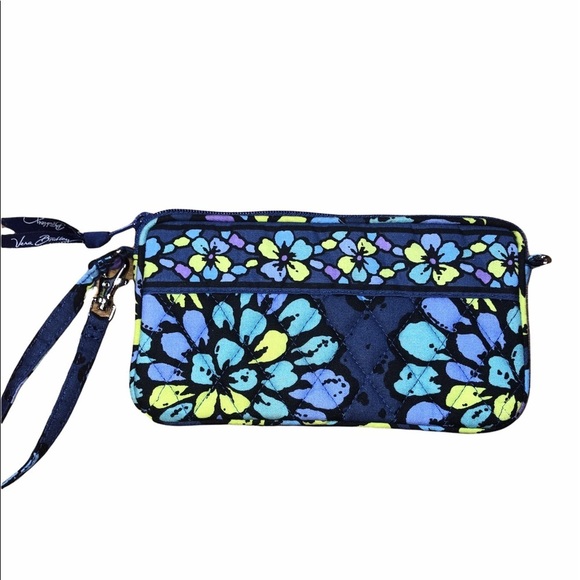 Vera Bradley blue floral fabric wallet wristlet - Picture 2 of 7